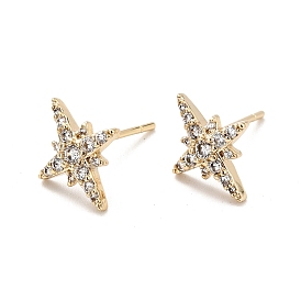 Clous d'oreilles étoile en zircone cubique transparente, bijoux en laiton pour femmes, sans cadmium et sans nickel et sans plomb