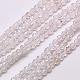 Naturelles cristal de quartz brins de perles, perles de cristal de roche, ronde à facettes