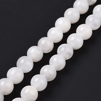 Brins de perles rondes en pierre de lune arc-en-ciel naturelle