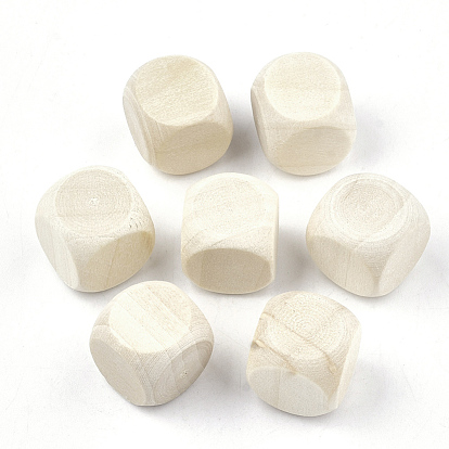 Unfinished Wood Beads, Natural Wooden Beads, No Hole/Undrilled, Cube