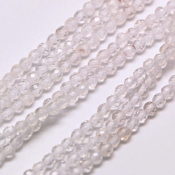 Naturelles cristal de quartz brins de perles, perles de cristal de roche, ronde à facettes
