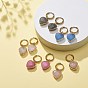 Natural Gemstone Heart Dangle Earrings, Gold Plated 304 Stainless Steel Jewelry for Women