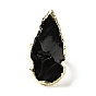 Anillo ajustable grueso con flecha de obsidiana natural, joyas de latón para mujer, la luz de oro, sin plomo y cadmio