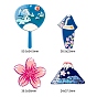 24 pcs 4 pendentifs acryliques de style, 3 j imprimé, volcan & kimono & éventail & fleur