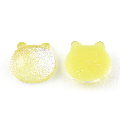 Cabujones de resina epoxi transparente, con polvo del brillo, forma de cabeza de gato
