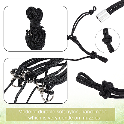 Olycraft 2Pcs 2 Style Adjustable Nylon Knitted Horse Halters, Southwestern Equine Side Pull Rope