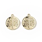 Alloy Pendants, Flat Round with Tree Charm
