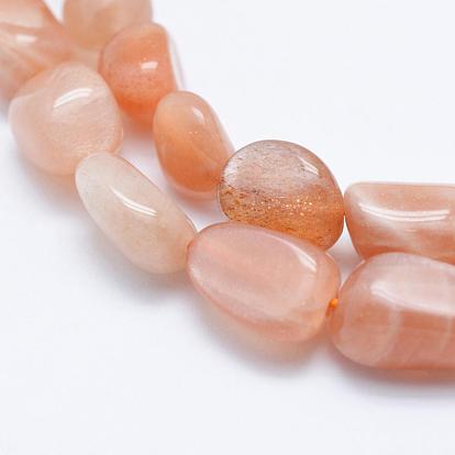 Natural Sunstone Beads Strands, Tumbled Stone, Nuggets