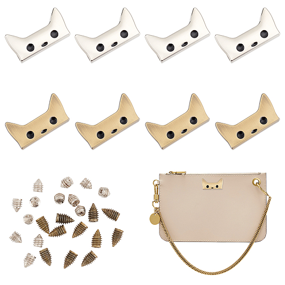 PandaHall Elite 2 Bags 2 Colors Alloy Enamel Corner Protector, Bag Repalcement Accessaries, with Iron Screw, Dog