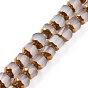 Electroplated Glass Beads Strands, Faceted, Half Golden Plated, Column