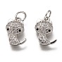 Brass Micro Pave Clear Cubic Zirconia Charms, Long-Lasting Plated, with Jump Ring, Cat