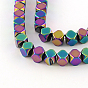 Electroplate Non-magnetic Synthetic Hematite Bead Strands, Polygon, 8x8mm, Hole: 1mm, about 49pcs/strand, 15.3 inch