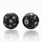 Christmas Electroplate Glass Beads, Round with Star Pattern