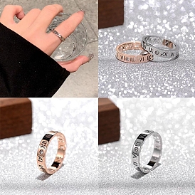 Stainless Steel Ring, with Rhinestone, Number