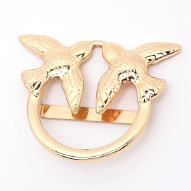 Iron Belts Buckle, for Belt Bags DIY Accessories, Flat Round with Birds