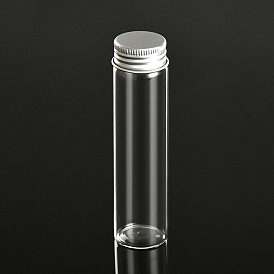 Glass Bead Containers with Siliver Color Screw Top Lid, Column Dispensing Bottles