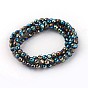 Electroplated Non-magnetic Synthetic Hematite Beads Strands, Faceted, Half Plated, Round