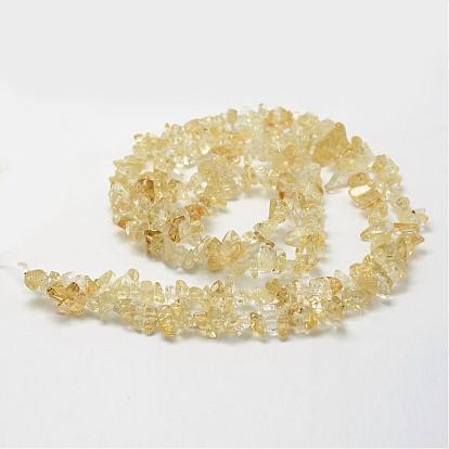 Natural Citrine Beads Strands, Chip, Yellow, Dyed & Heated