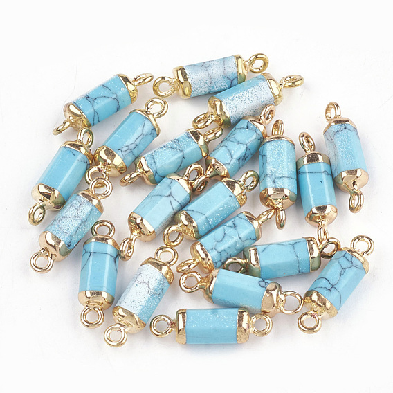 Electroplate Gemstone Links/Connectors, with Iron Findings, Column, Golden