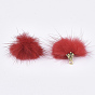 Décorations pendantes de pompon en fausse fourrure de vison, avec les accessoires en alliage, Or antique