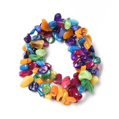 Natural Shell Beads Strands, Dyed, Nuggets Chips