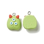 Opaque Resin Pendants, with Platinum Tone Iron Loops, Monster Charm