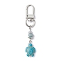 Sea Turtle Synthetic Turquoise Pendant Decoration, with Alloy Swivel Clasps and Natural Flower Amazonite Chips Beads