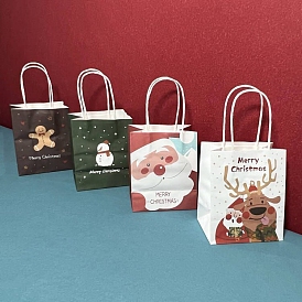 Bolsas de papel rectangulares con tema navideño, con asas, para bolsas de regalo
