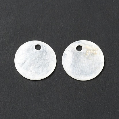 Natural Capiz Shell Charms, Flat Round