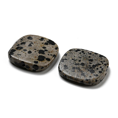 Perles de jaspe dalmatien naturelle, carré plat