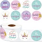 6 Patterns Horse Cartoon Stickers Roll, Round Dot Paper Adhesive Labels, Decorative Sealing Stickers for Gifts, Party