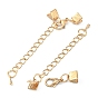 10 Sets Iron Chain Extender, with Ribbon Ends & Alloy Lobster Claw Clasps and Teardrop Charms