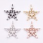 Brass Micro Pave Cubic Zirconia Pendants, Long-Lasting Plated, Star