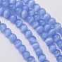 Cat Eye Beads Strands, Round, 6mm, Hole: 1mm, about 68pcs/strand, 15.5 inch