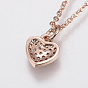 Brass Cubic Zirconia Pendant Necklaces, Heart