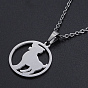 201 Stainless Steel Pendants Necklaces, with Cable Chains and Lobster Claw Clasps, Flat Round with Constellation/Zodiac Sign