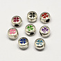 Clover Alloy Enamel European Beads, Falt Round Large Hole Beads