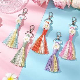 Ручная работа хлопковые нитки макраме цветы подвески украшения, с поворотными застежками-лобстерами из цинкового сплава