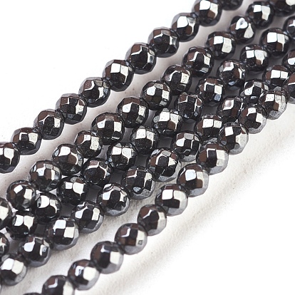 Non-Magnetic Synthetic Hematite Beads Strands, Faceted, Round, 2mm, Hole: 0.8mm, about 210pcs/strand, 16 inch