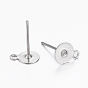 304 Stainless Steel Stud Earring Findings, with Loop, Earring Post