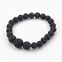 Natural Lava Rock Beads Stretch Bracelets, with Gemstone Beads
