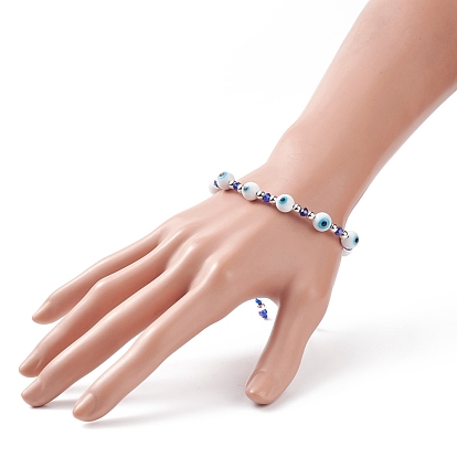 Bracelet en perles de verre et mauvais œil au chalumeau, bracelet réglable pour femme