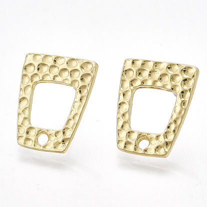 Alloy Stud Earring Findings, with Loop and Steel Pins, Trapezoid
