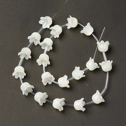 Natural Trochid Shell/Trochus Shell Bead Caps, 6-Petal, Lily of the Valley