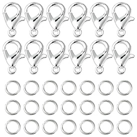 50Pcs Zinc Alloy Lobster Claw Clasps, Parrot Trigger Clasps, with 150Pcs Iron Open Jump Rings