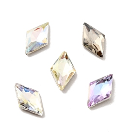 K9 Glass Rhinestone Cabochons, Flat Back & Back Plated, Faceted, Rhombus