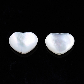 Perles naturelles de coquillages blancs, cœur