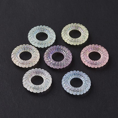 Perles acryliques transparents dépoli, de couleur plaquée ab , anneau