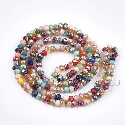 Perles en verre electroplate, couleur ab , facette, rondelle