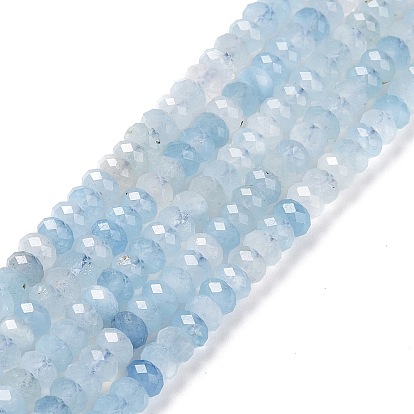 Aigue-marine naturelle brins de perles, facette, rondelle
